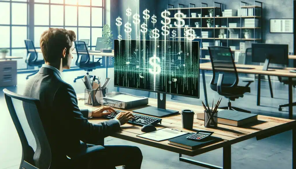 Employee working with Payroll Tax Compliance Software .