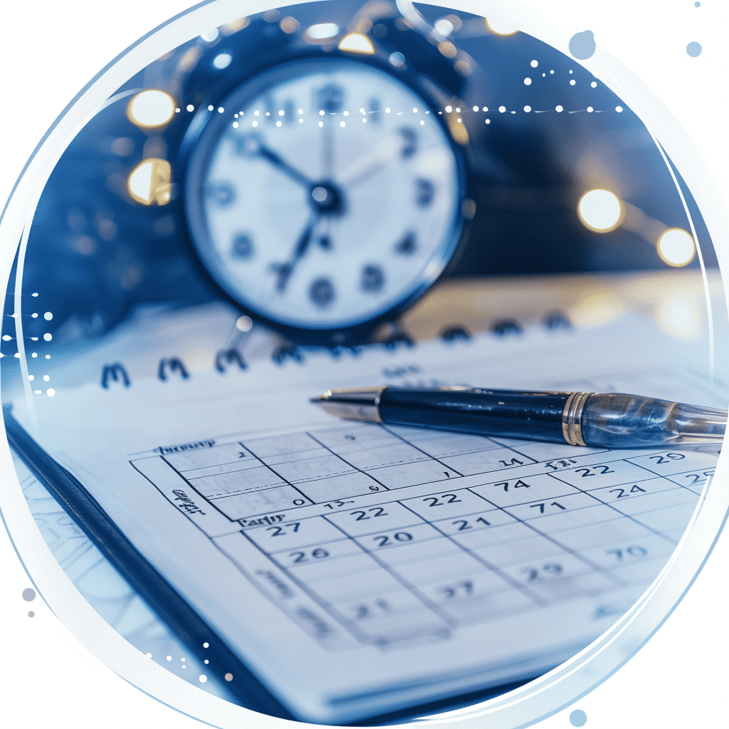 Setting up payroll tax management calendar with clock.