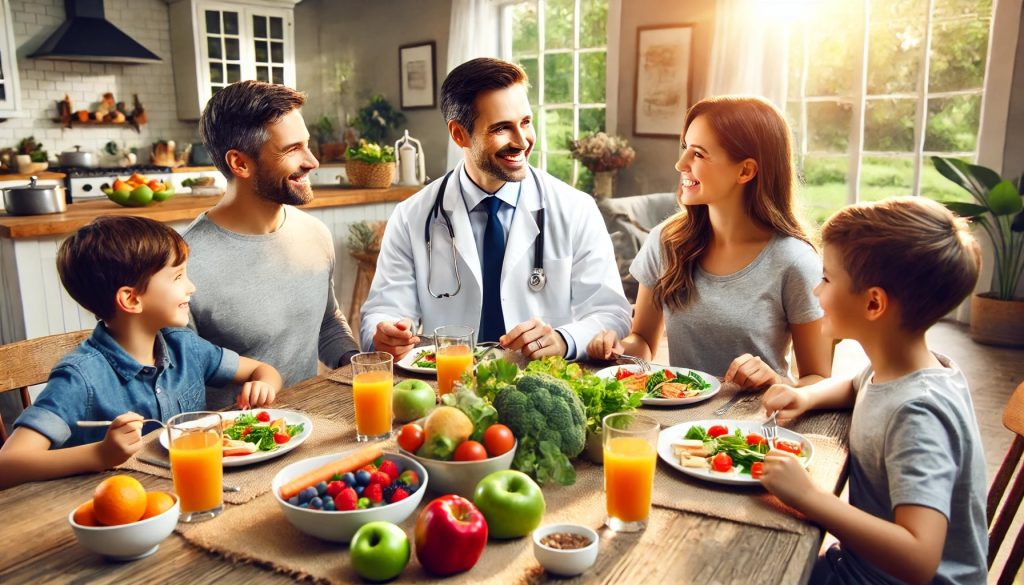 Preventive Family Care meal with doctor.
