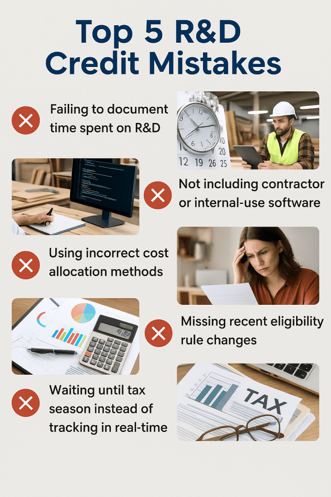 Top 5 R&D tax credit mistakes infographic