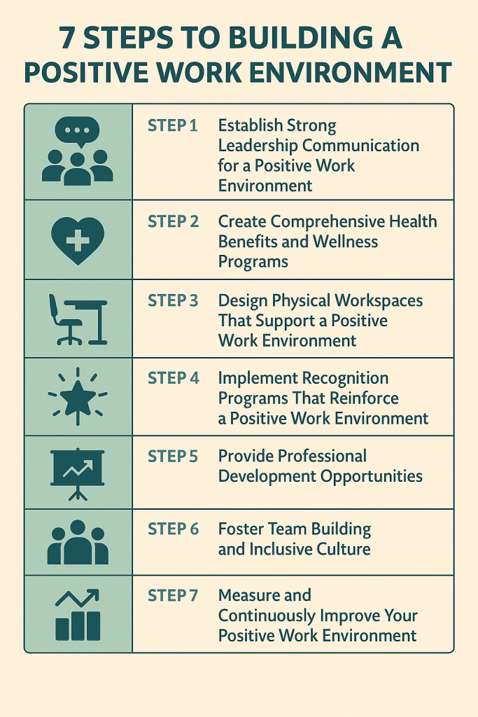 7 steps to building a positive work environment infographic