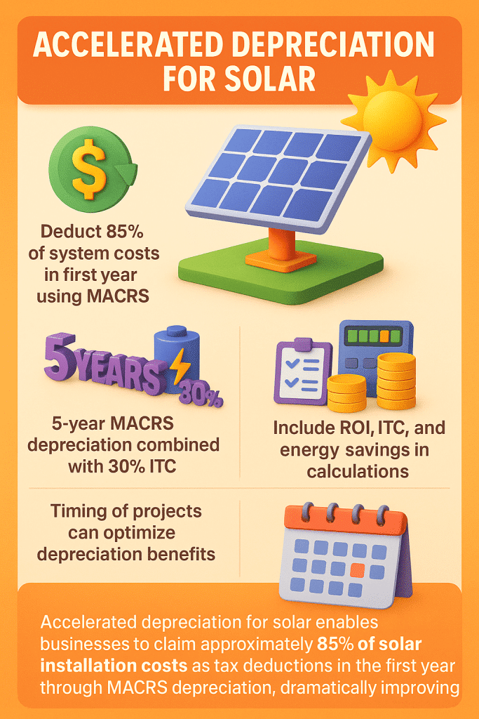 Accelerated Depreciation for Solar infographic with stats