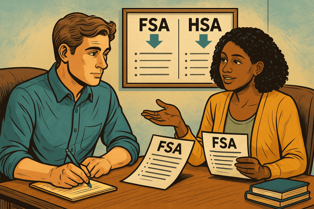 FSA vs HSA employee discussing best options.