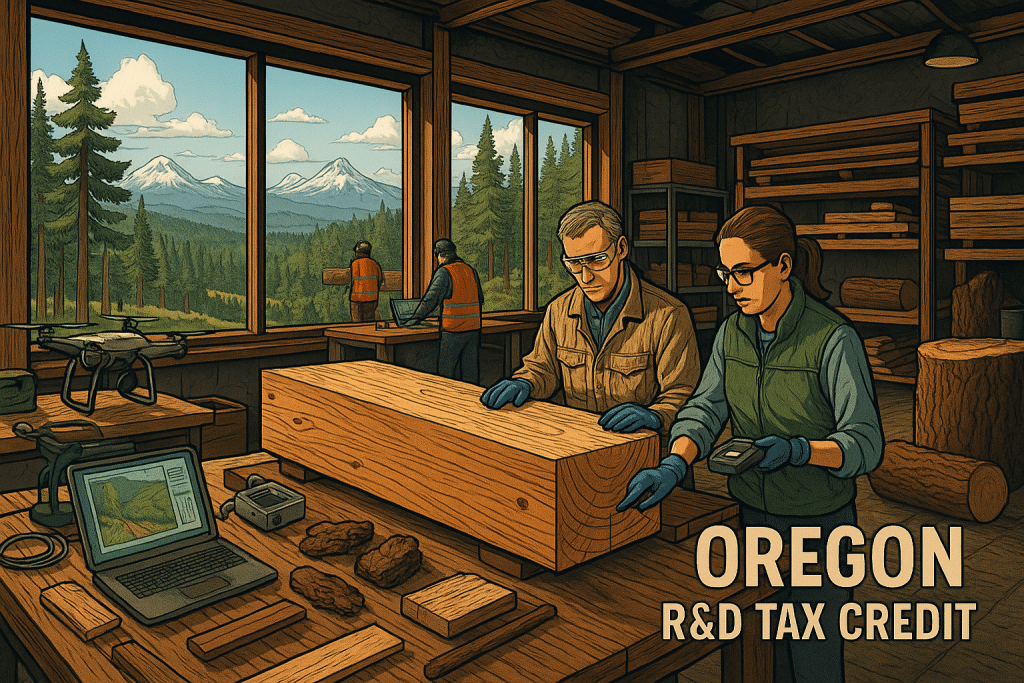 Oregon R&D Tax Credit working in a lumber yard