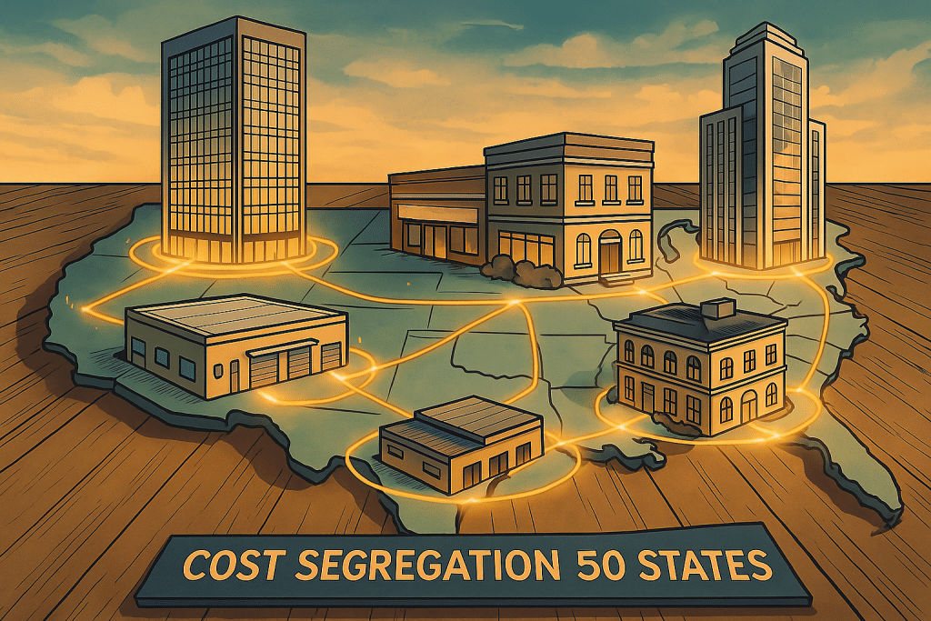 Cost Segregation USA map of the different states.