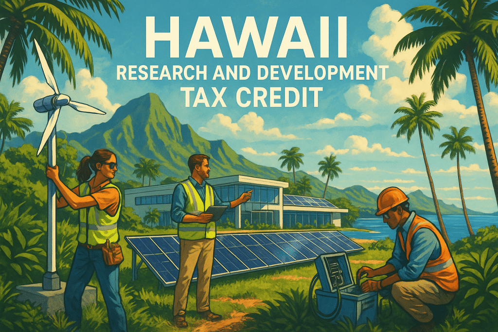 Hawaii Research and Development Tax Credit with building in background