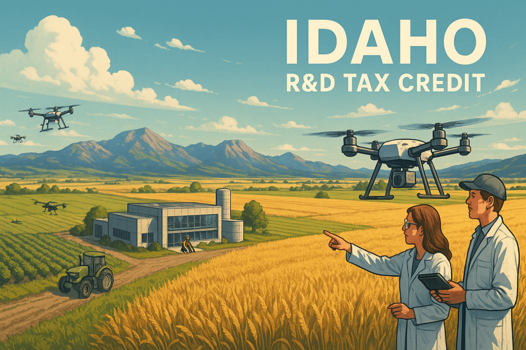Idaho R&D Tax Credits with a building in a field